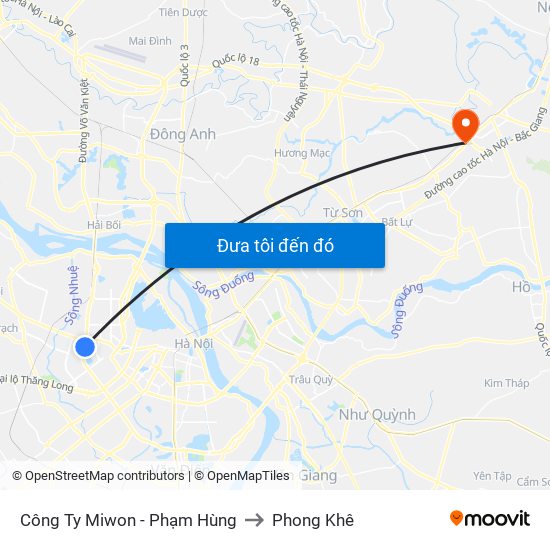 Công Ty Miwon - Phạm Hùng to Phong Khê map