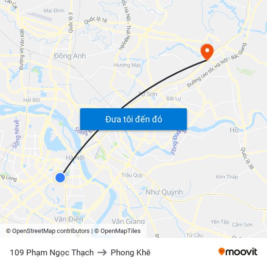 109 Phạm Ngọc Thạch to Phong Khê map