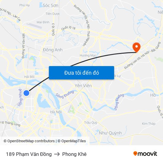 189 Phạm Văn Đồng to Phong Khê map