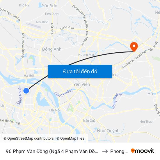 96 Phạm Văn Đồng (Ngã 4 Phạm Văn Đồng - Xuân Đỉnh) to Phong Khê map