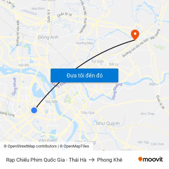 Rạp Chiếu Phim Quốc Gia - Thái Hà to Phong Khê map