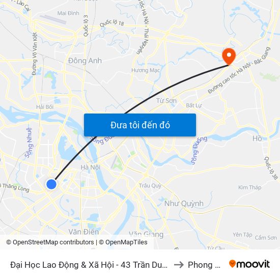 Đại Học Lao Động & Xã Hội - 43 Trần Duy Hưng to Phong Khê map