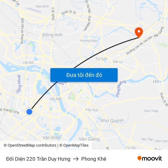 Đối Diện 220 Trần Duy Hưng to Phong Khê map