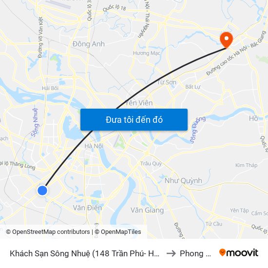 Khách Sạn Sông Nhuệ (148 Trần Phú- Hà Đông) to Phong Khê map