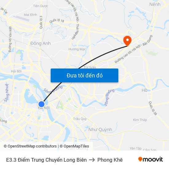 E3.3 Điểm Trung Chuyển Long Biên to Phong Khê map