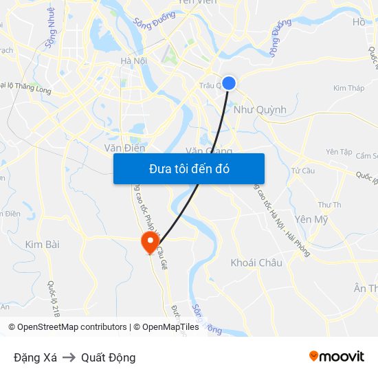 Đặng Xá to Quất Động map