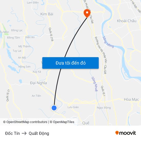 Đốc Tín to Quất Động map