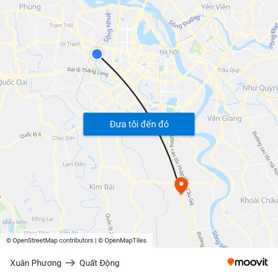 Xuân Phương to Quất Động map