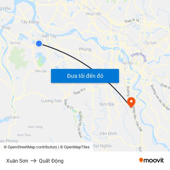 Xuân Sơn to Quất Động map