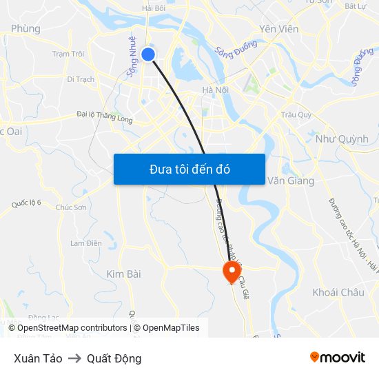 Xuân Tảo to Quất Động map