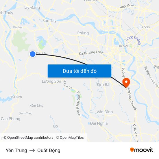 Yên Trung to Quất Động map