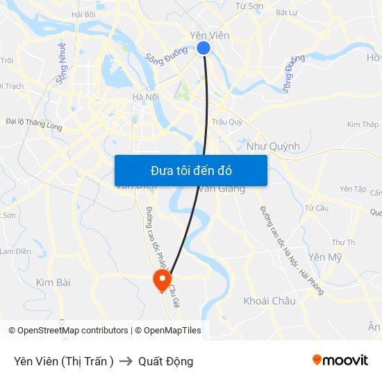 Yên Viên (Thị Trấn ) to Quất Động map