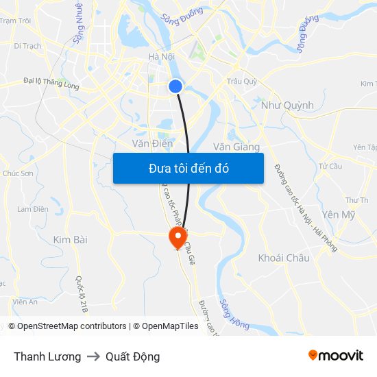 Thanh Lương to Quất Động map