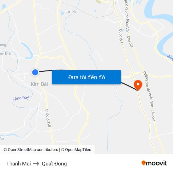 Thanh Mai to Quất Động map