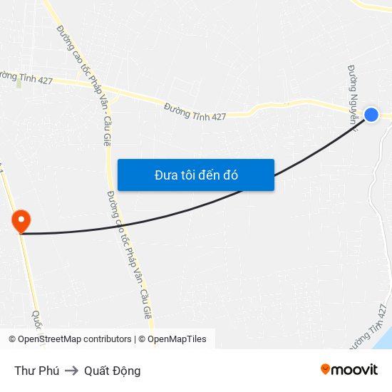 Thư Phú to Quất Động map