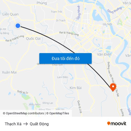 Thạch Xá to Quất Động map