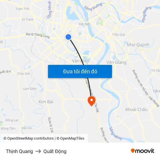 Thịnh Quang to Quất Động map