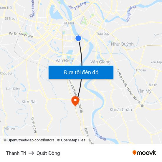 Thanh Trì to Quất Động map