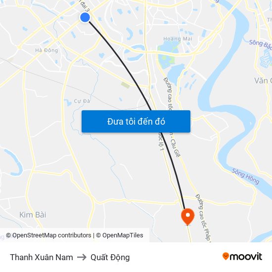 Thanh Xuân Nam to Quất Động map