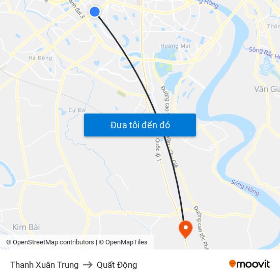Thanh Xuân Trung to Quất Động map