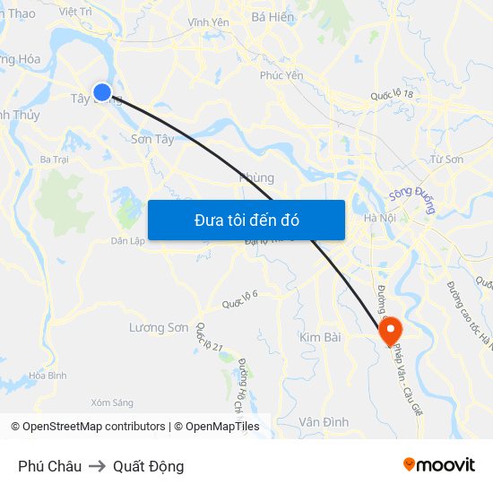 Phú Châu to Quất Động map