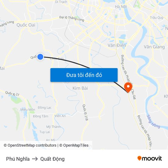 Phú Nghĩa to Quất Động map