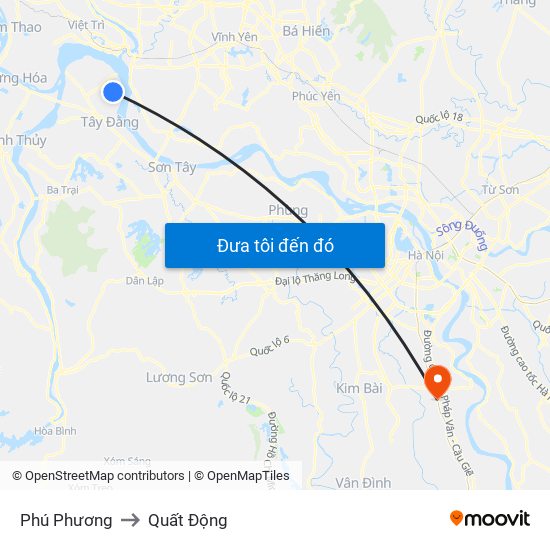Phú Phương to Quất Động map