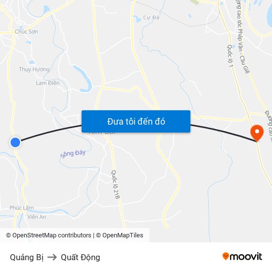 Quảng Bị to Quất Động map