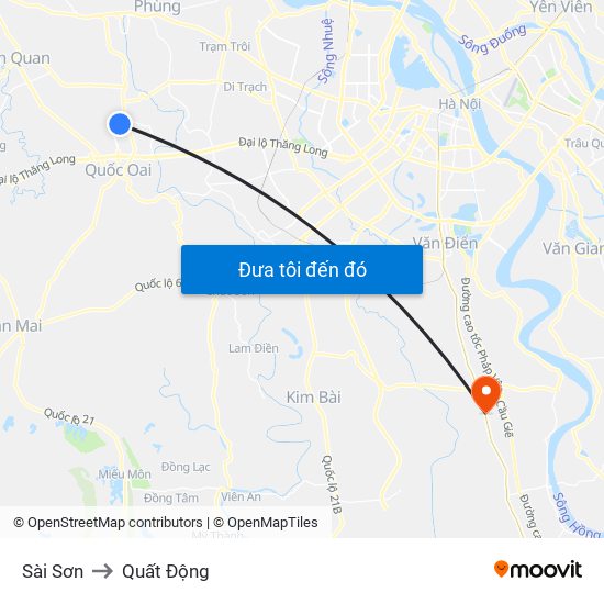 Sài Sơn to Quất Động map