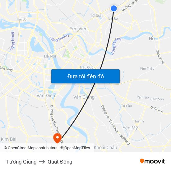 Tương Giang to Quất Động map