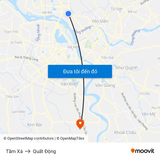 Tầm Xá to Quất Động map