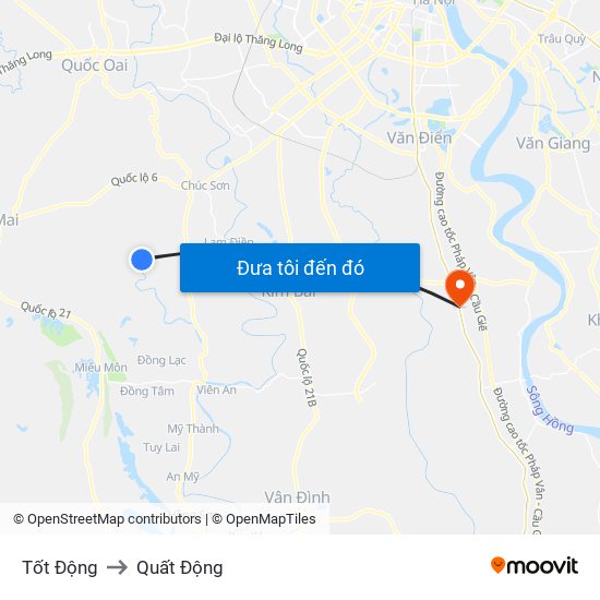 Tốt Động to Quất Động map