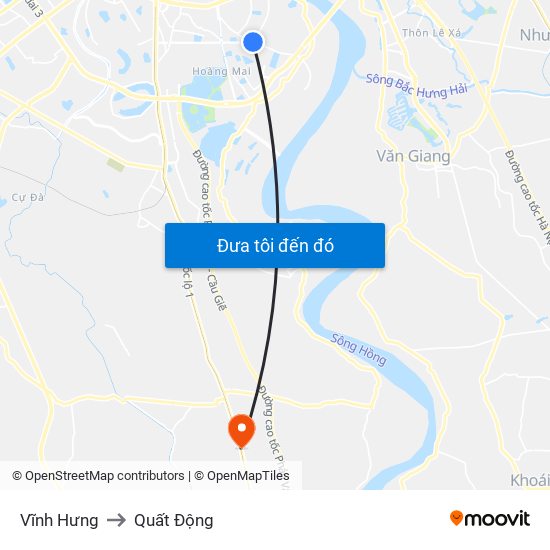 Vĩnh Hưng to Quất Động map