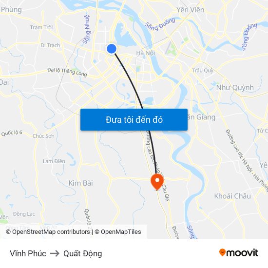 Vĩnh Phúc to Quất Động map