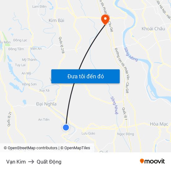 Vạn Kim to Quất Động map