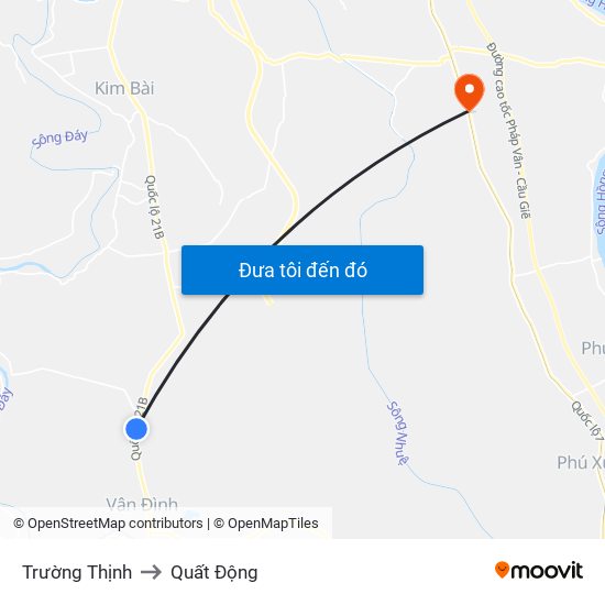 Trường Thịnh to Quất Động map