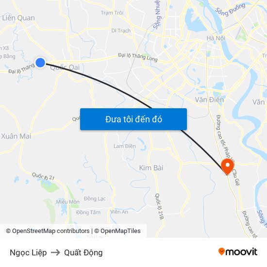 Ngọc Liệp to Quất Động map