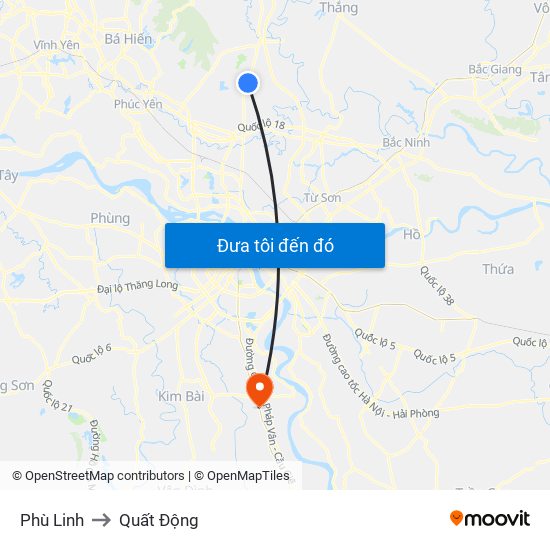 Phù Linh to Quất Động map