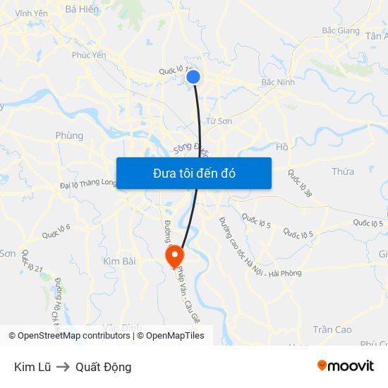 Kim Lũ to Quất Động map