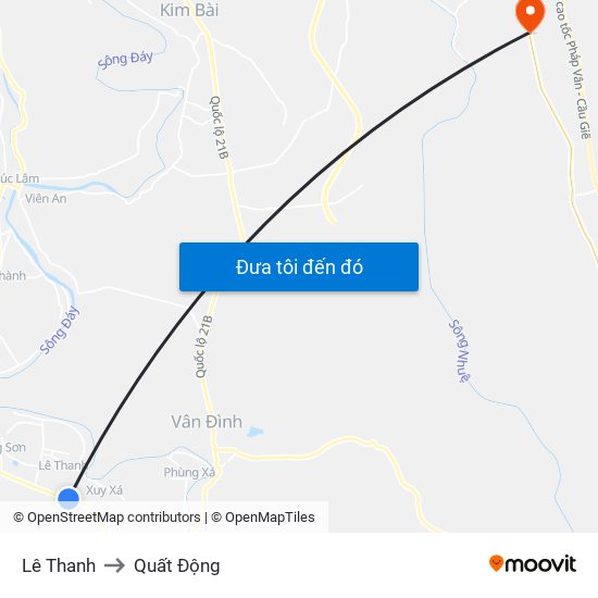 Lê Thanh to Quất Động map