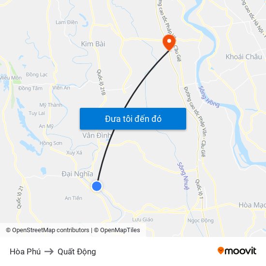 Hòa Phú to Quất Động map