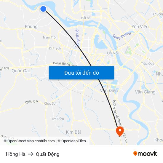 Hồng Hà to Quất Động map