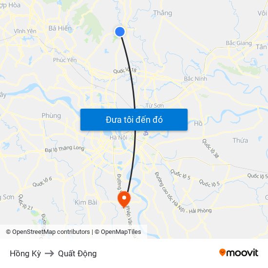 Hồng Kỳ to Quất Động map