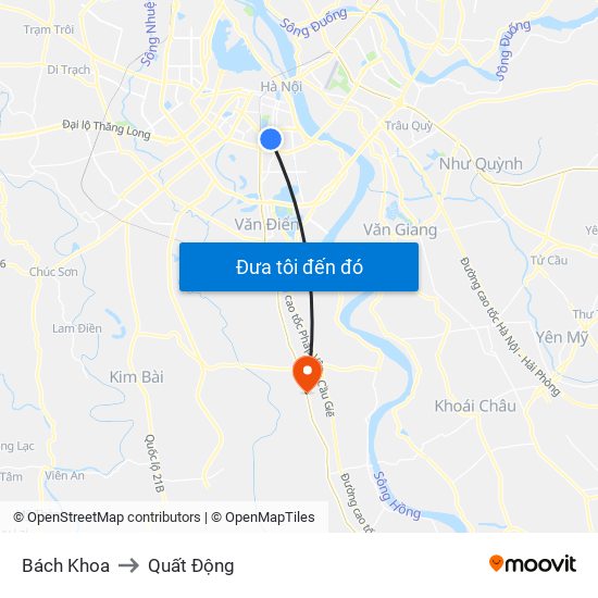 Bách Khoa to Quất Động map