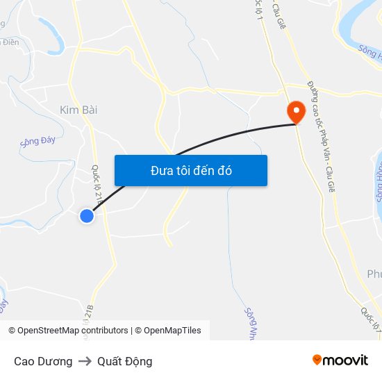 Cao Dương to Quất Động map