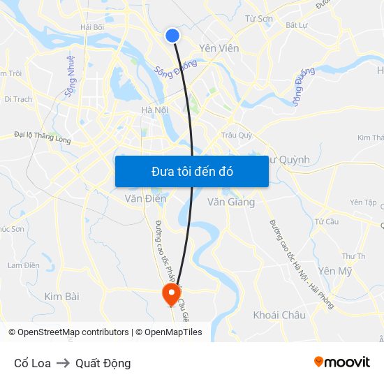 Cổ Loa to Quất Động map