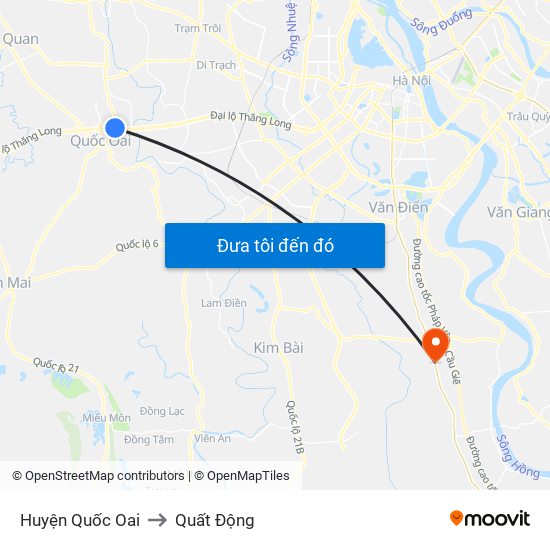 Huyện Quốc Oai to Quất Động map