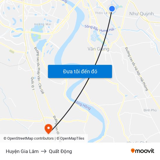 Huyện Gia Lâm to Quất Động map