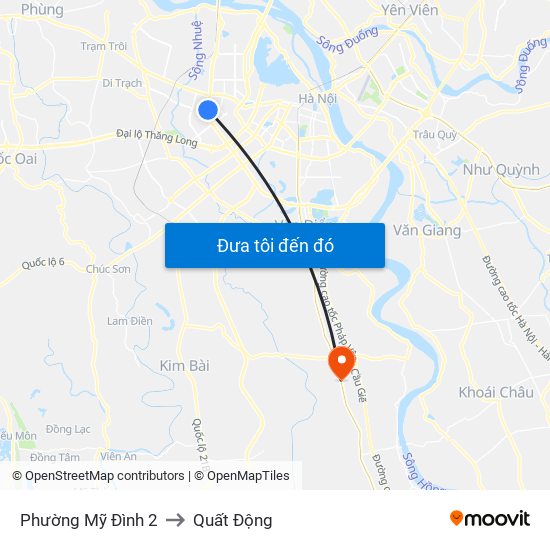 Phường Mỹ Đình 2 to Quất Động map