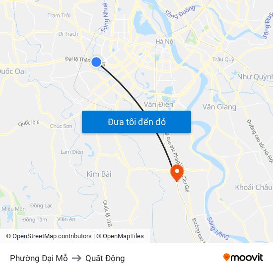 Phường Đại Mỗ to Quất Động map